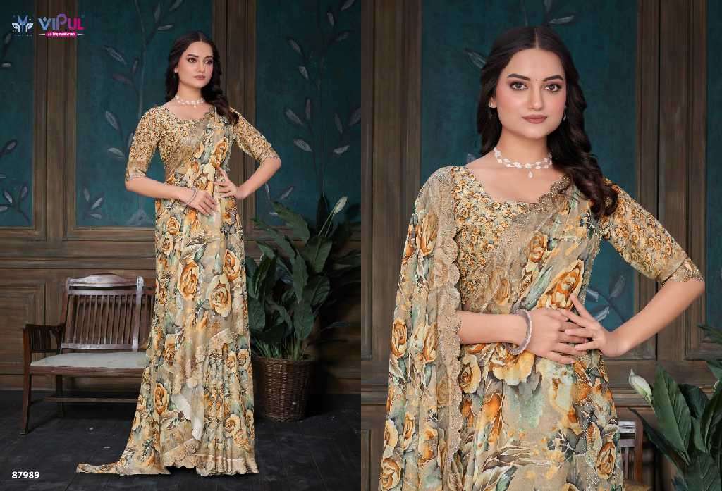 Vipul Presents Estella Wholesale Dal Moss Wholesale Indian Ethnic Sarees Catalog Wholesaler And Exporter 