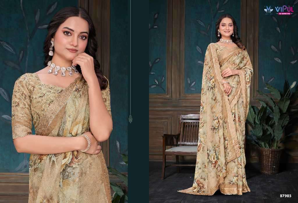 Vipul Presents Estella Wholesale Dal Moss Wholesale Indian Ethnic Sarees Catalog Wholesaler And Exporter 