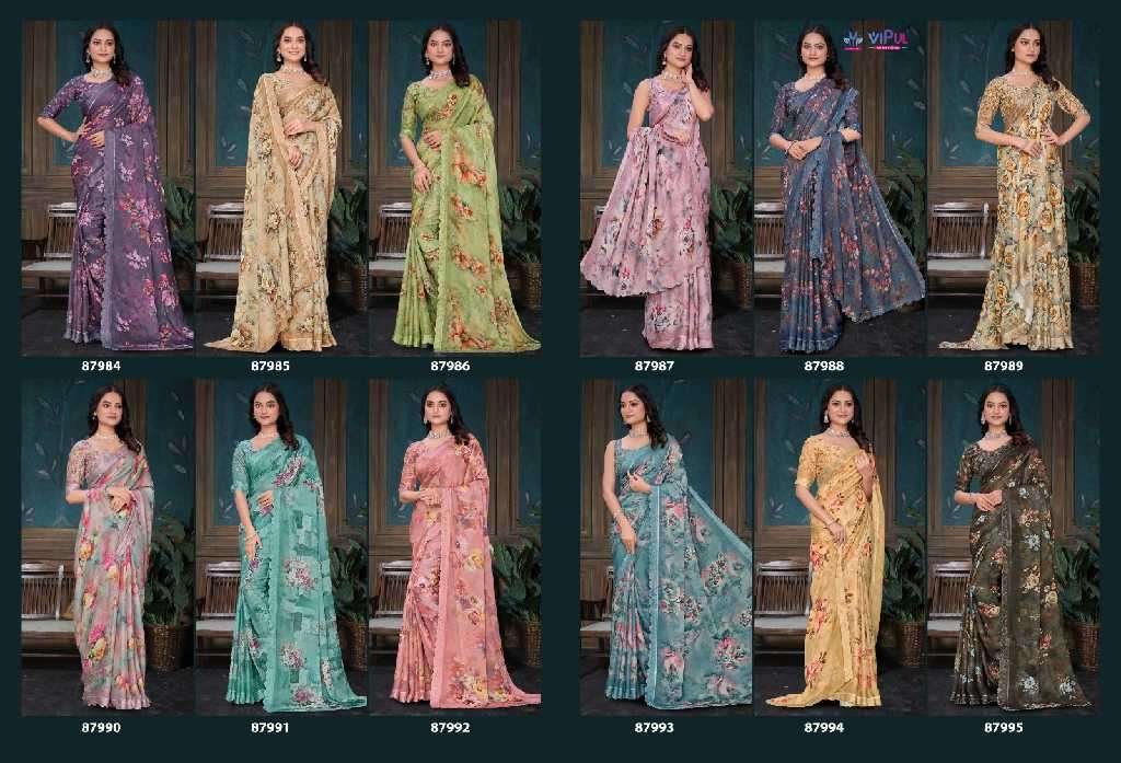 Vipul Presents Estella Wholesale Dal Moss Wholesale Indian Ethnic Sarees Catalog Wholesaler And Exporter 