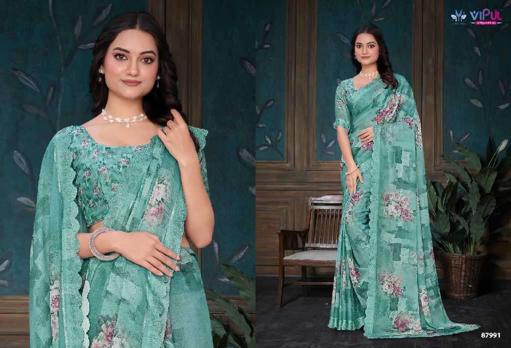 Vipul Presents Estella Wholesale Dal Moss Wholesale Indian Ethnic Sarees Catalog Wholesaler And Exporter 