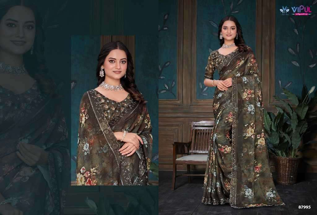 Vipul Presents Estella Wholesale Dal Moss Wholesale Indian Ethnic Sarees Catalog Wholesaler And Exporter 