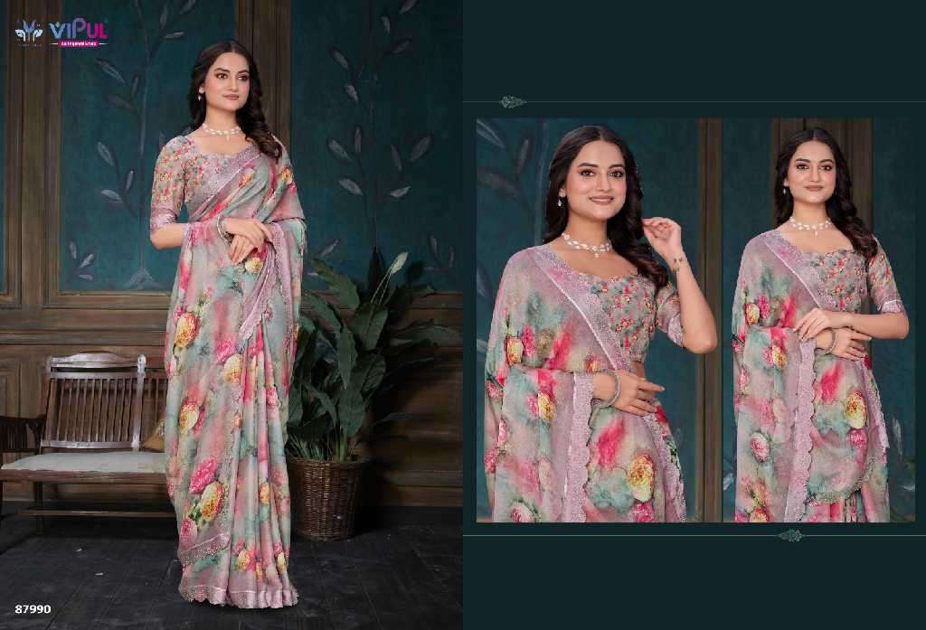 Vipul Presents Estella Wholesale Dal Moss Wholesale Indian Ethnic Sarees Catalog Wholesaler And Exporter 