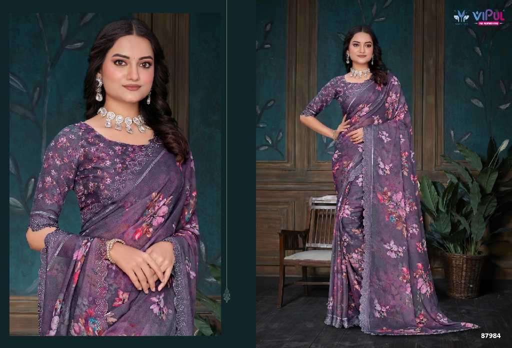 Vipul Presents Estella Wholesale Dal Moss Wholesale Indian Ethnic Sarees Catalog Wholesaler And Exporter 
