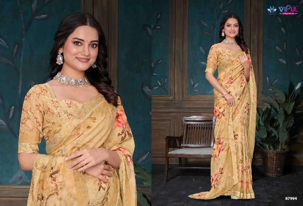 Vipul Presents Estella Wholesale Dal Moss Wholesale Indian Ethnic Sarees Catalog Wholesaler And Exporter 