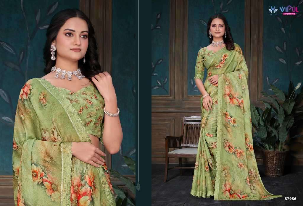 Vipul Presents Estella Wholesale Dal Moss Wholesale Indian Ethnic Sarees Catalog Wholesaler And Exporter 