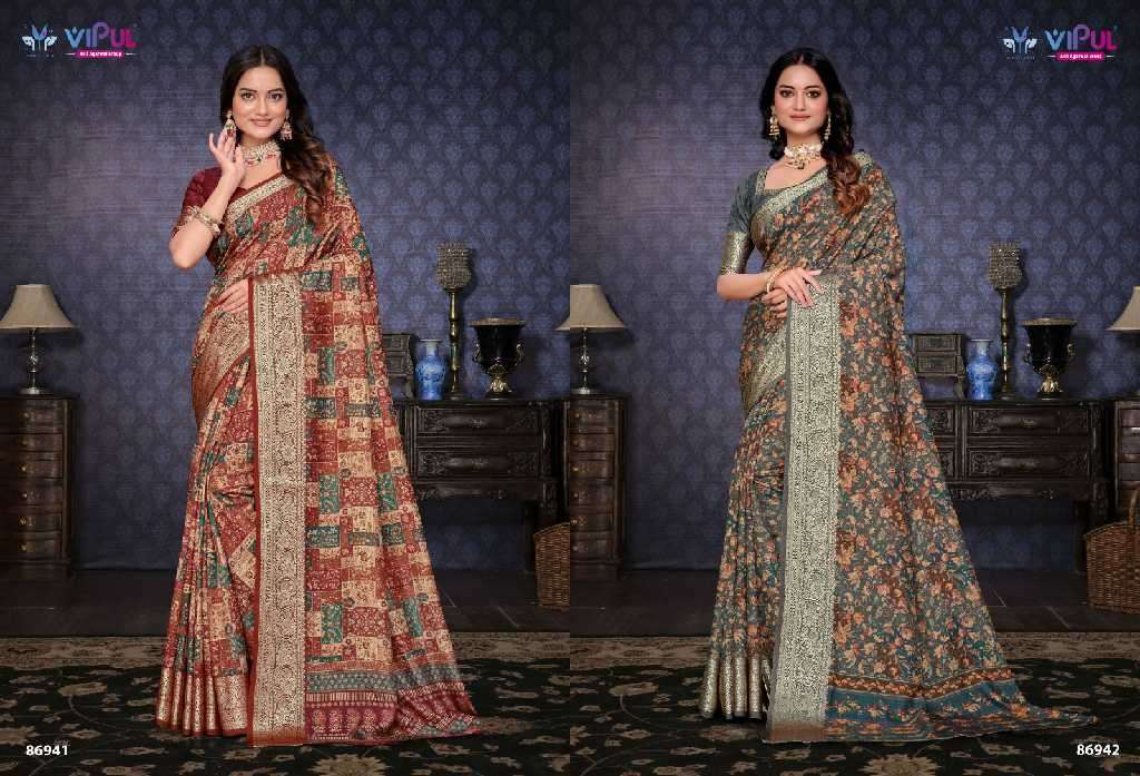Vipul Presents Madhura Wholesale Soft Silk Ethnic Indian Sarees Catalog WHolesaler And Exporter 