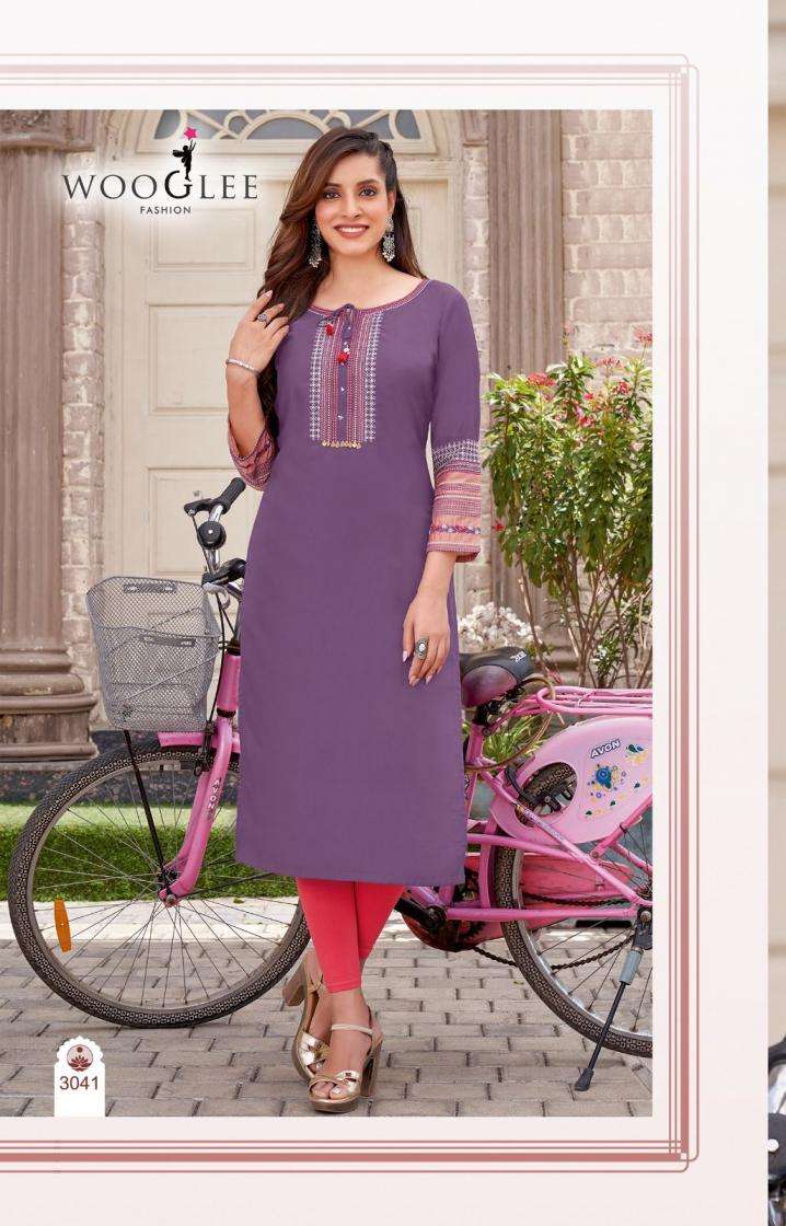 Wooglee Salonee Vol-8 Rayon Fully Stitch Shop Trendy Long Kurtis Catalog Wholesaler And Exporter In Surat