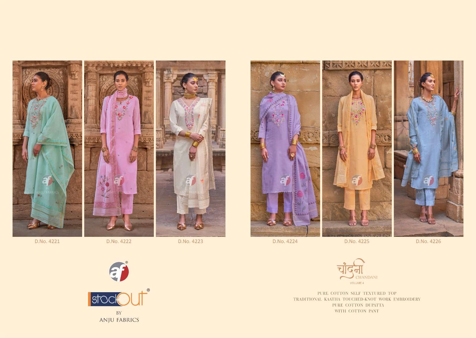 Anju Fab Presents Chandani Vol-4 Fancy Cotton Kurtis Catalog Wholesaler And EXporter 