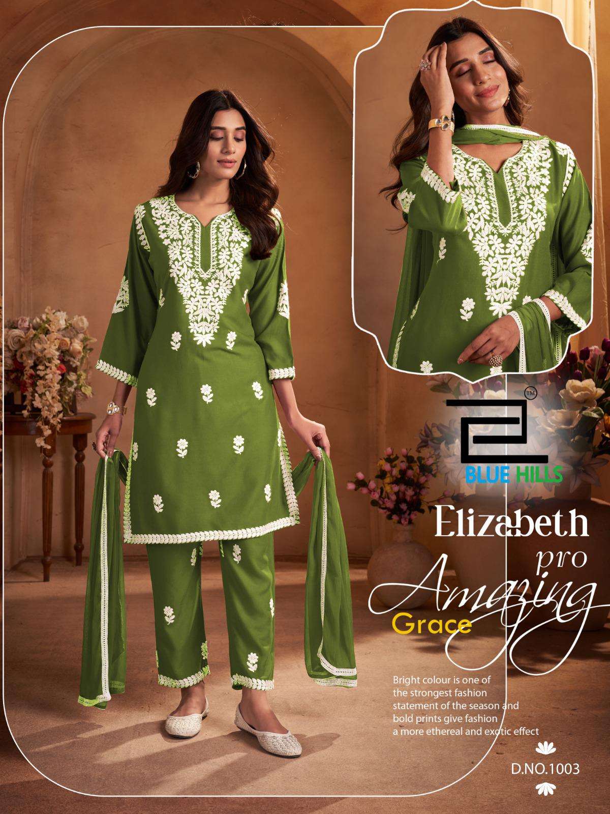 Blue Hills Elizabeth Pro Full Stitch Rayon kurti sett For Girls Catalog Wholesaler And Exporter 