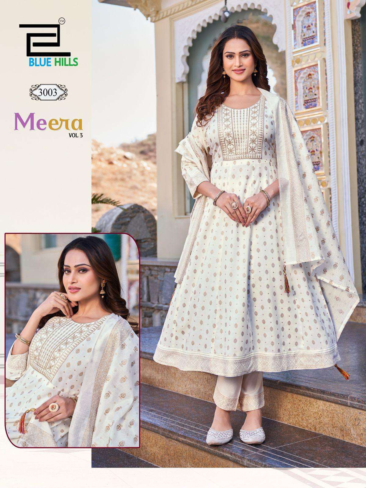 Blue Hills Meera Vol-3 NX Full Stitch Rayon Anarkali kurta sett Catalog Wholesaler And Exporter 