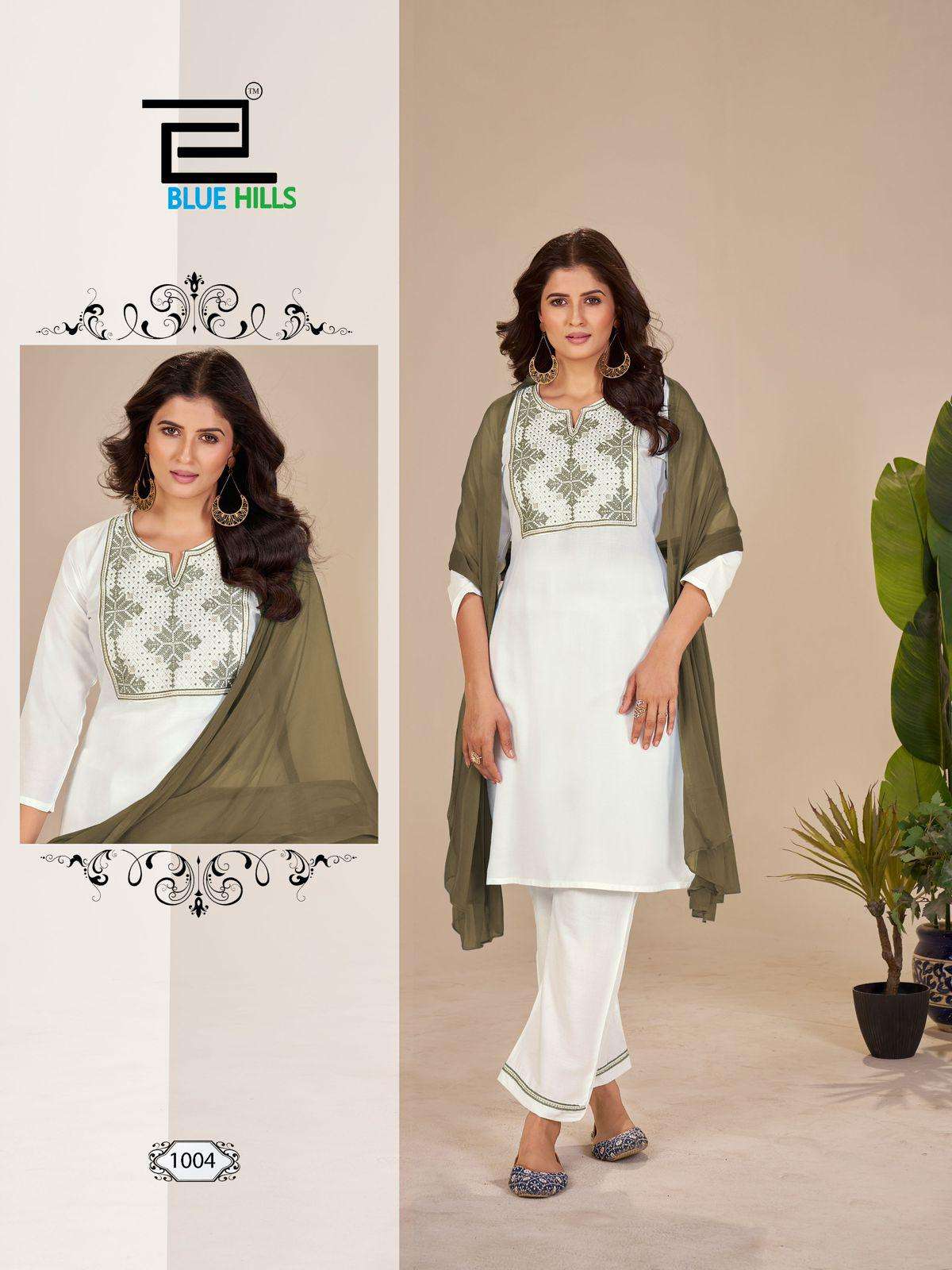 blue hills presents juliet rayon readymade classic kurti pant with dupatta catalog wholesaler and exporter 