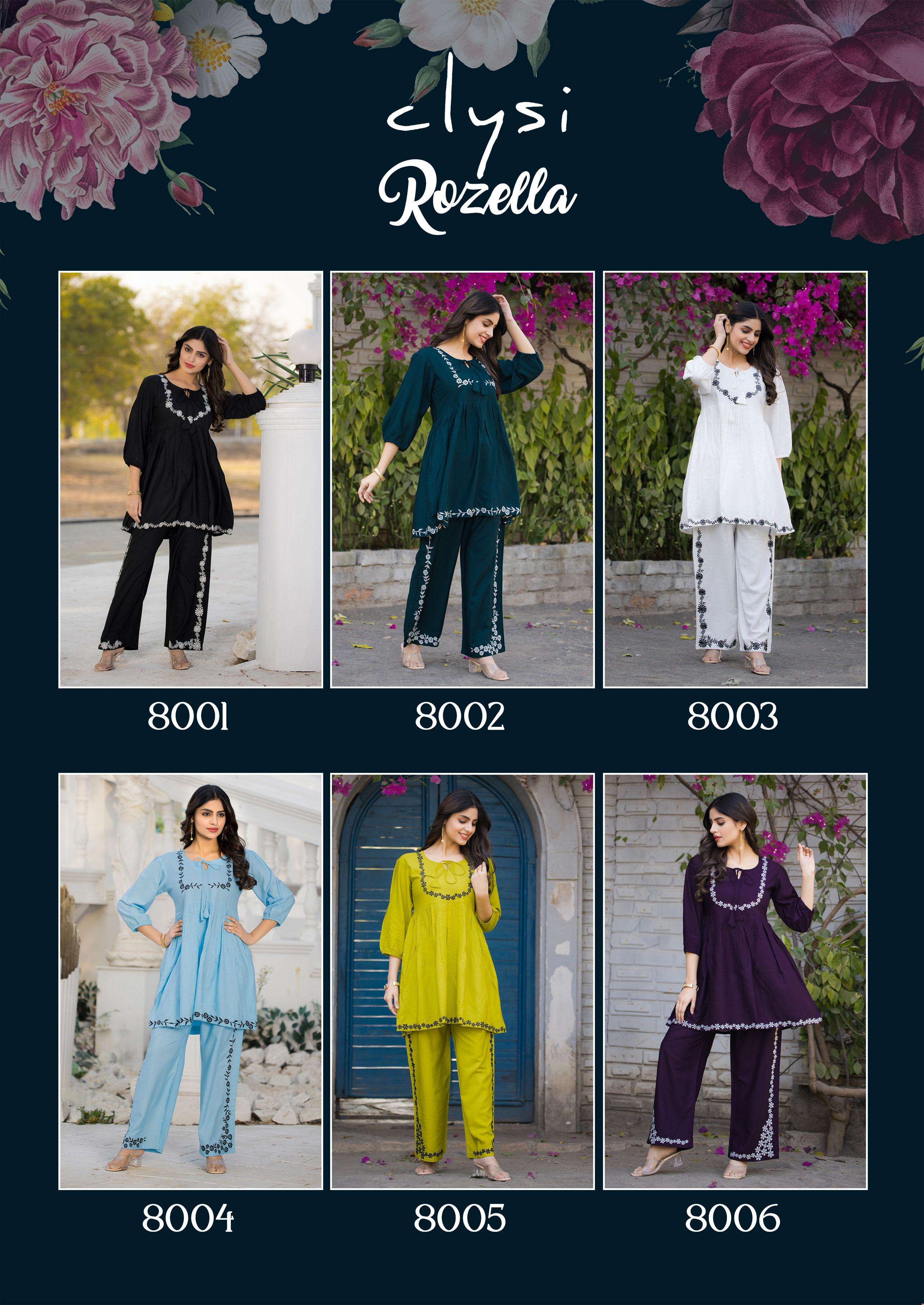 CLYSI PRESENTS ROZELLA FANCY RAYON TOP WITH PANT SETT CATALOG WHOLESALER AND EXPORTER 
