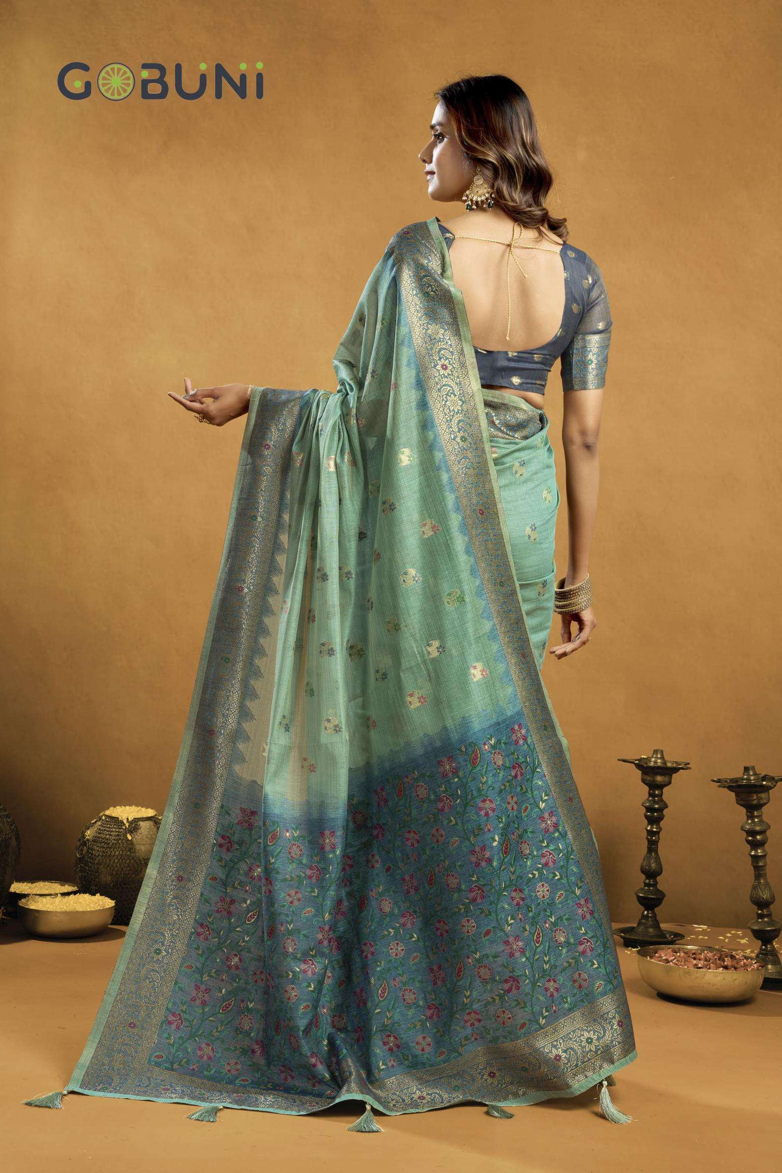 gobuni presents sindoor cotton beautiful zari exclusive sarees catalog