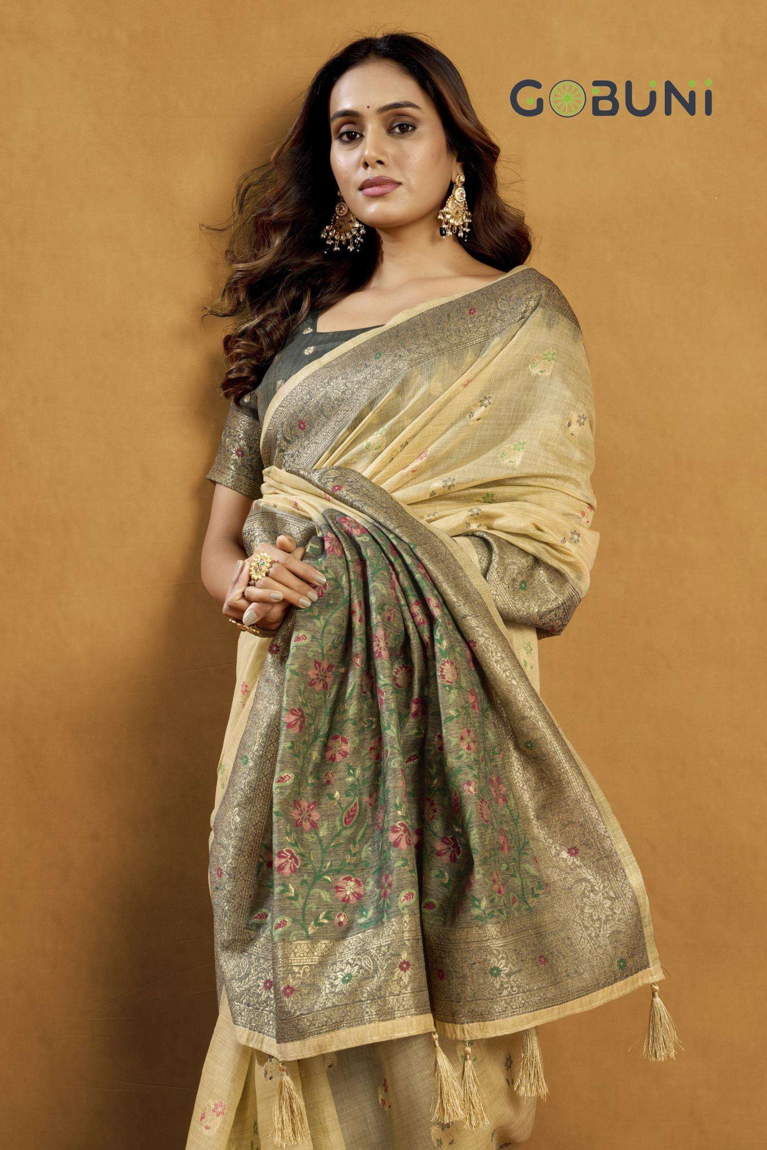 gobuni presents sindoor cotton beautiful zari exclusive sarees catalog