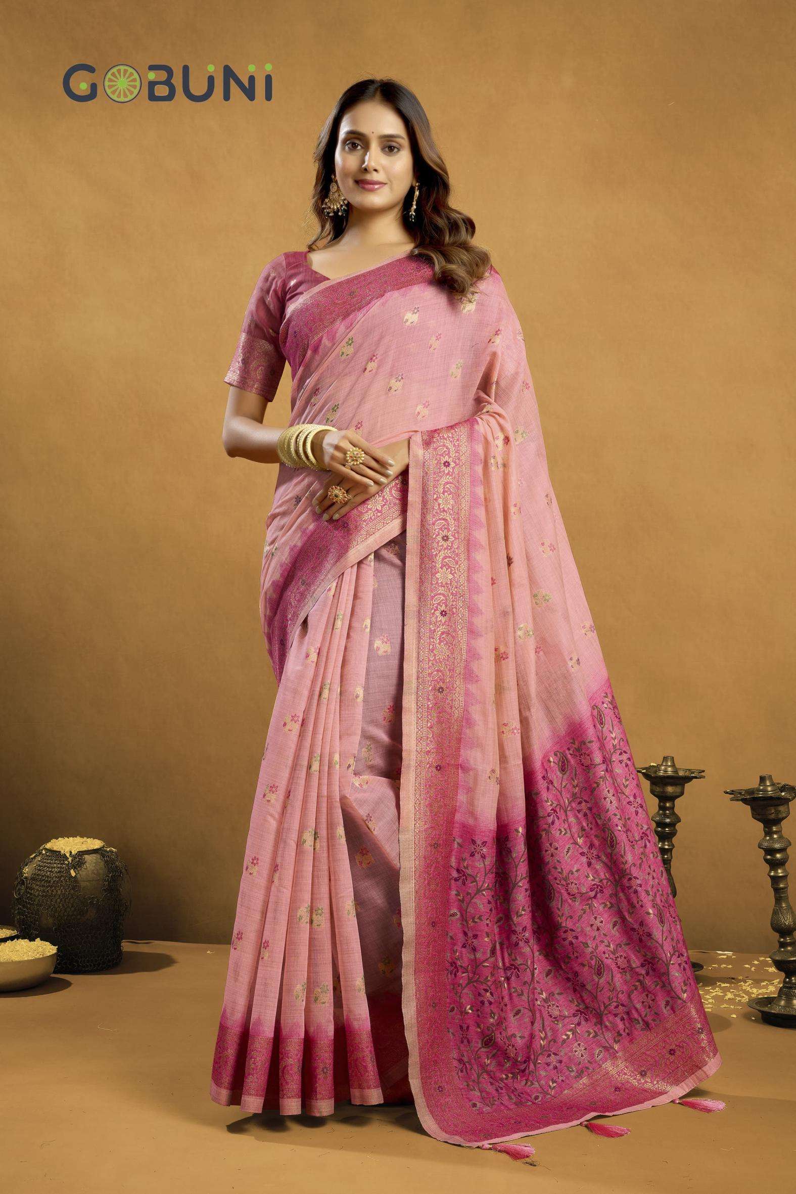 gobuni presents sindoor cotton beautiful zari exclusive sarees catalog
