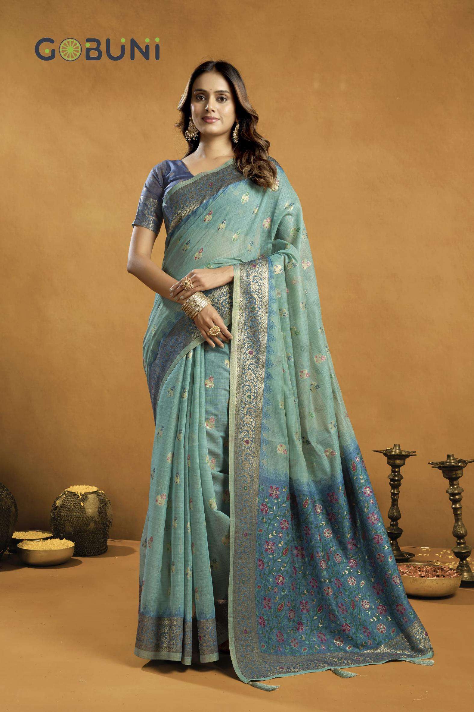 gobuni presents sindoor cotton beautiful zari exclusive sarees catalog