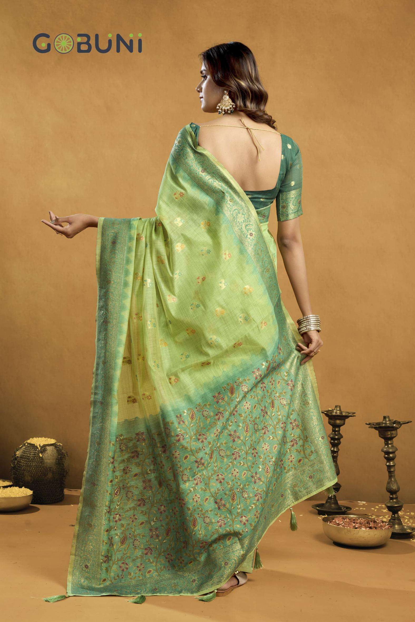 gobuni presents sindoor cotton beautiful zari exclusive sarees catalog