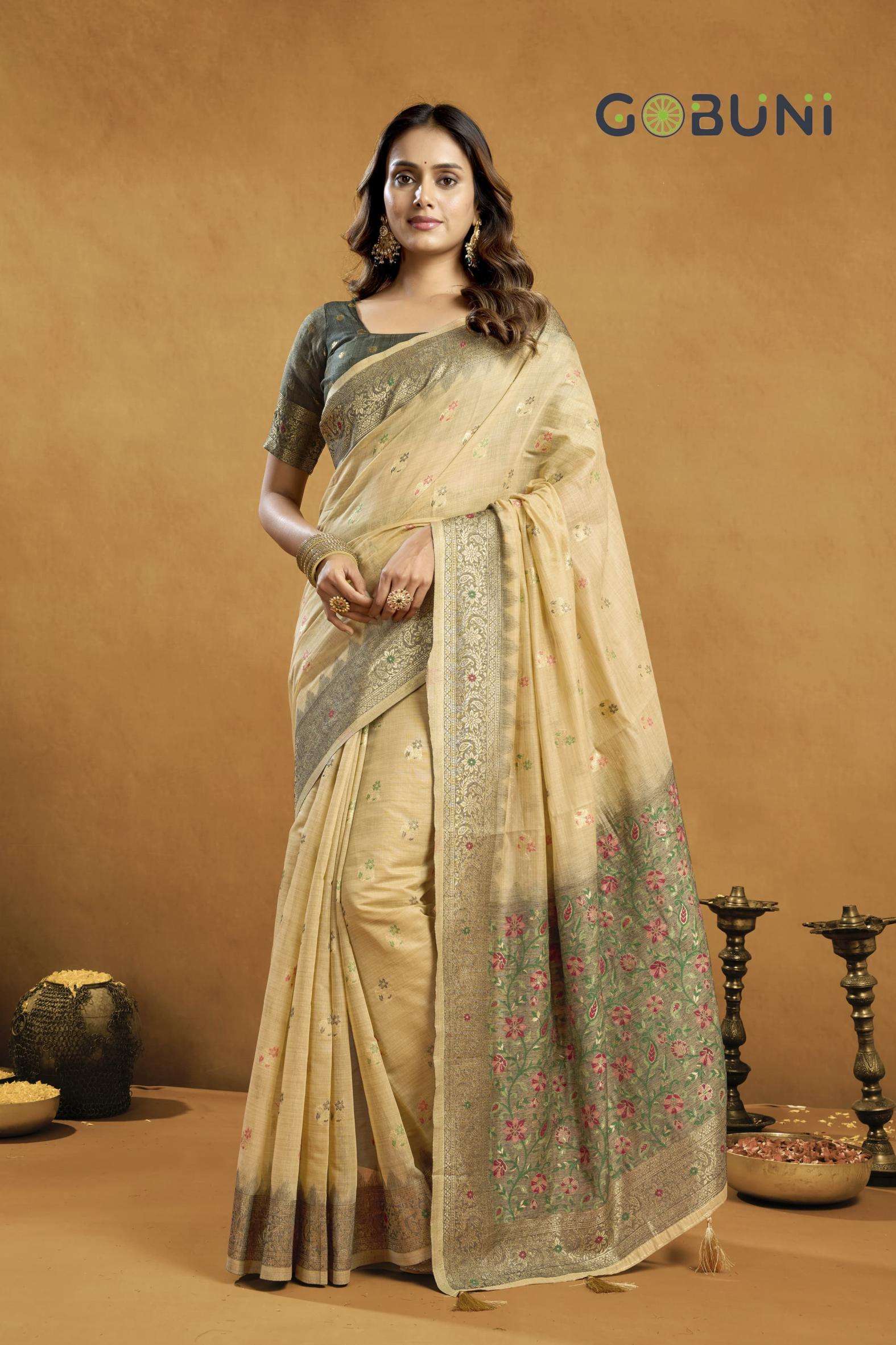 gobuni presents sindoor cotton beautiful zari exclusive sarees catalog