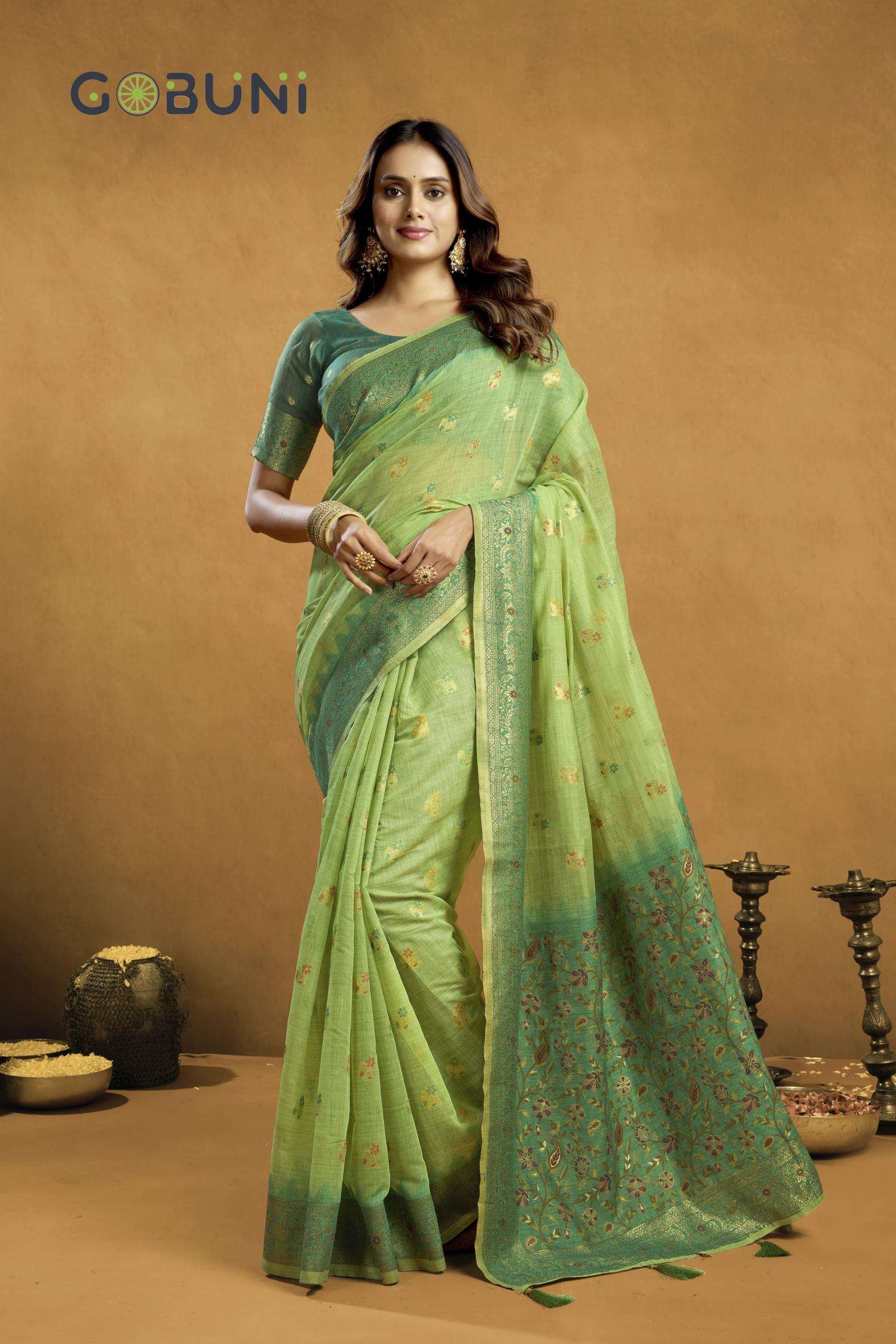 gobuni presents sindoor cotton beautiful zari exclusive sarees catalog