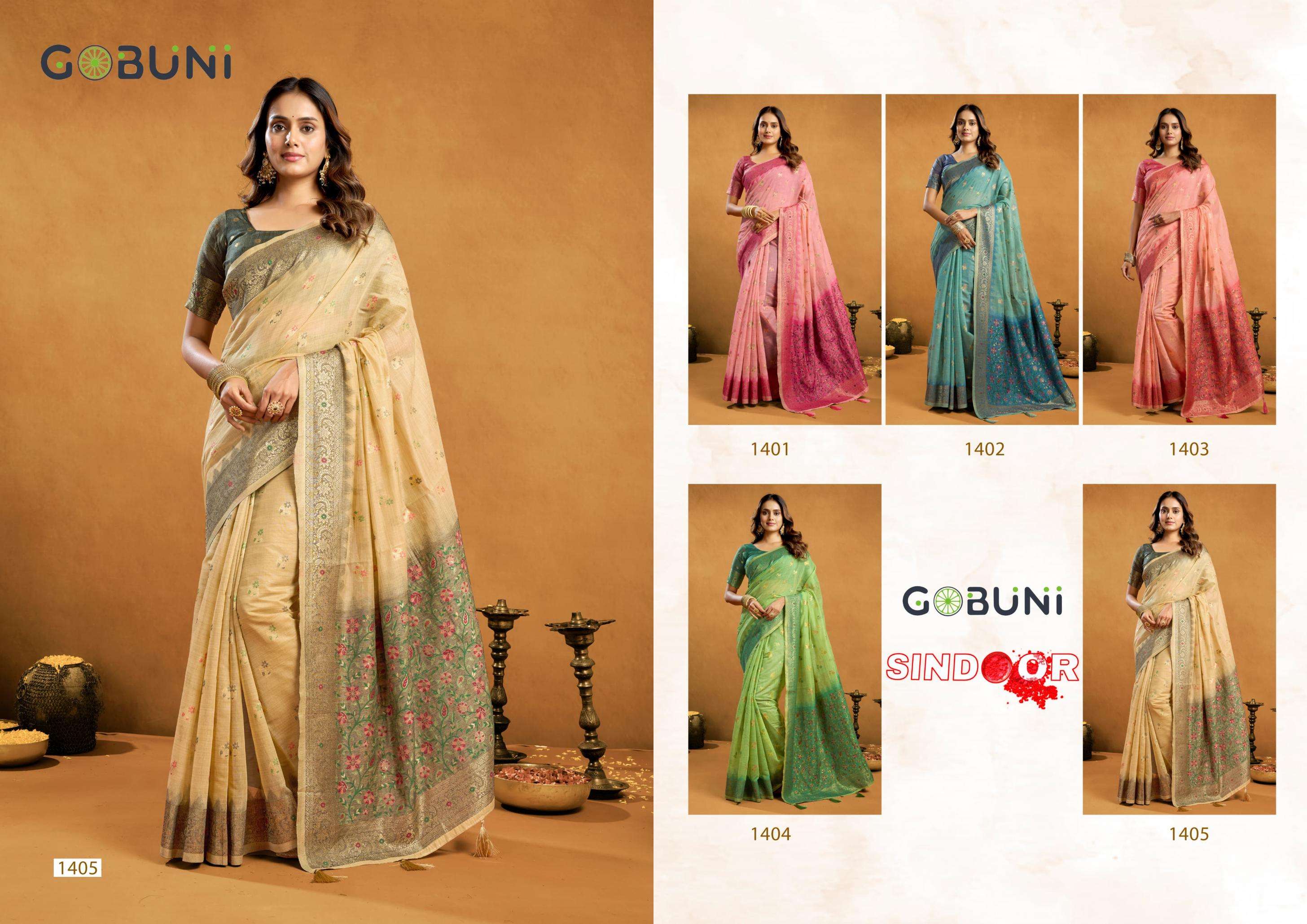 gobuni presents sindoor cotton beautiful zari exclusive sarees catalog