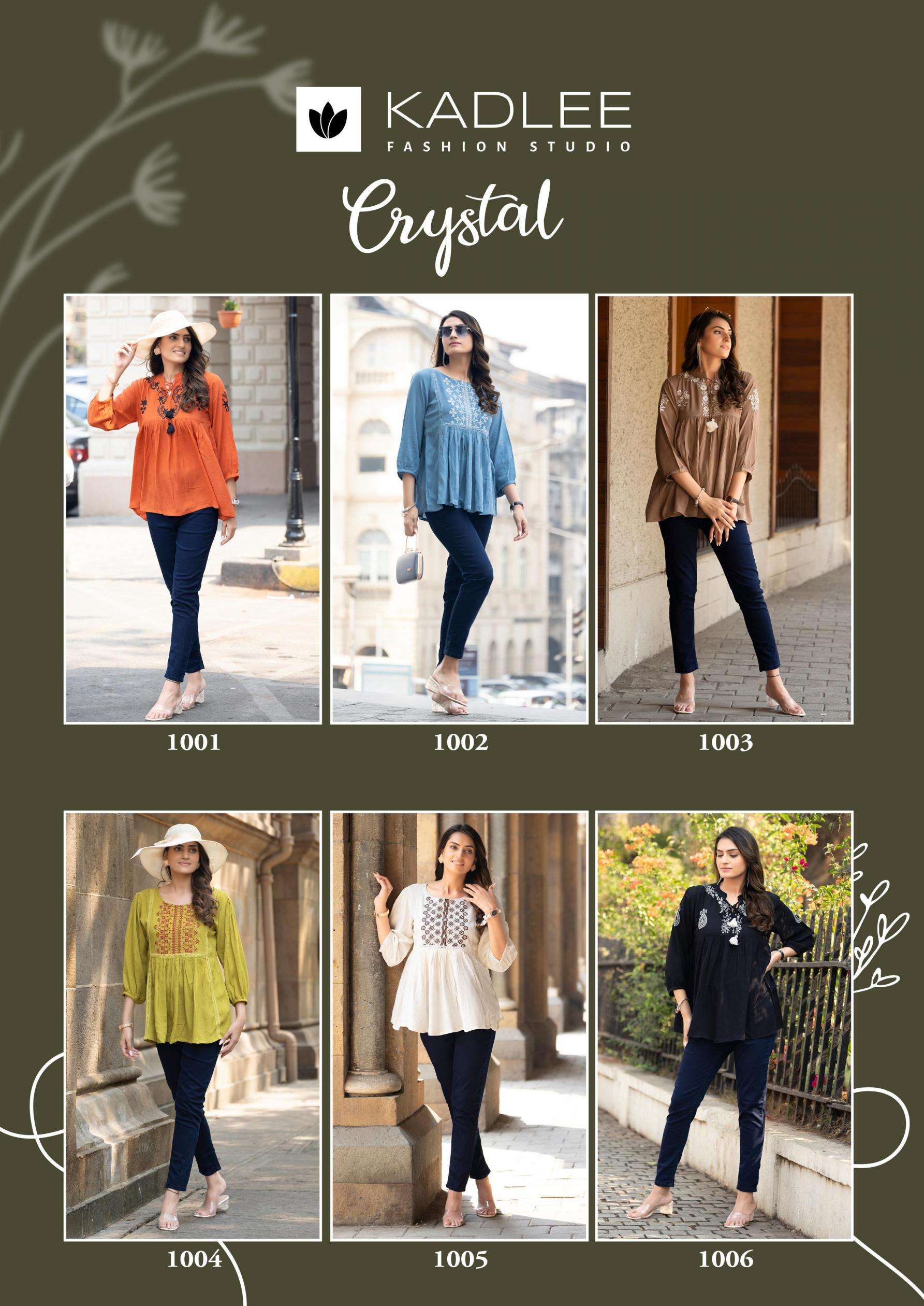 KADLEE PRESENTS CRYSTAL RAYON READYMADE STYLISH WESTERN TOP FOR GIRLS CATALOG WHOLESALER AND EXPORTER 