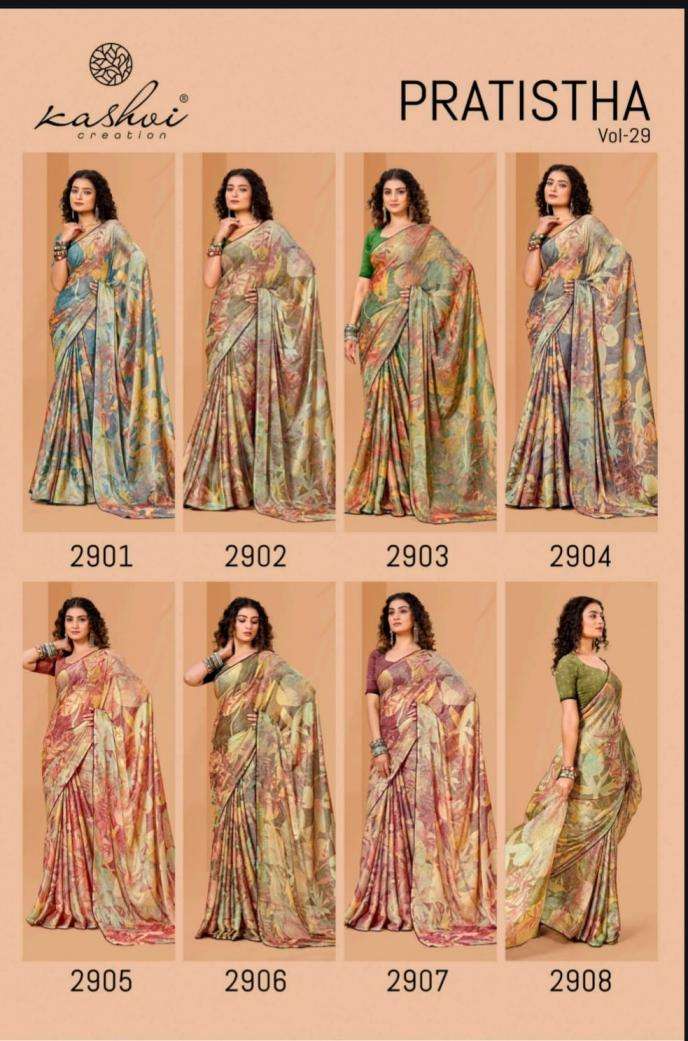kashvi creation Presents Pratistha Vol-29 Hit Design Brasso Saree Catalog Wholesaler And Exporter 