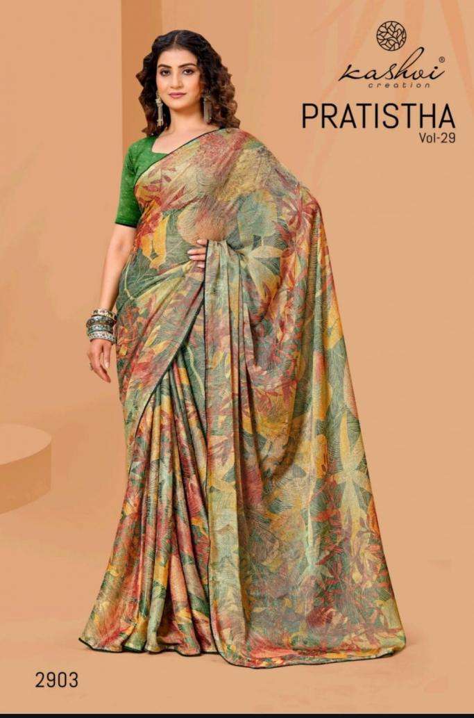 kashvi creation Presents Pratistha Vol-29 Hit Design Brasso Saree Catalog Wholesaler And Exporter 