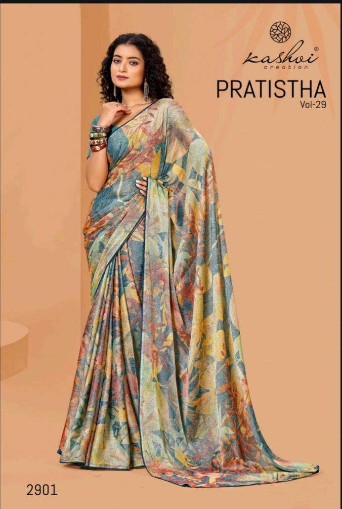 kashvi creation Presents Pratistha Vol-29 Hit Design Brasso Saree Catalog Wholesaler And Exporter 