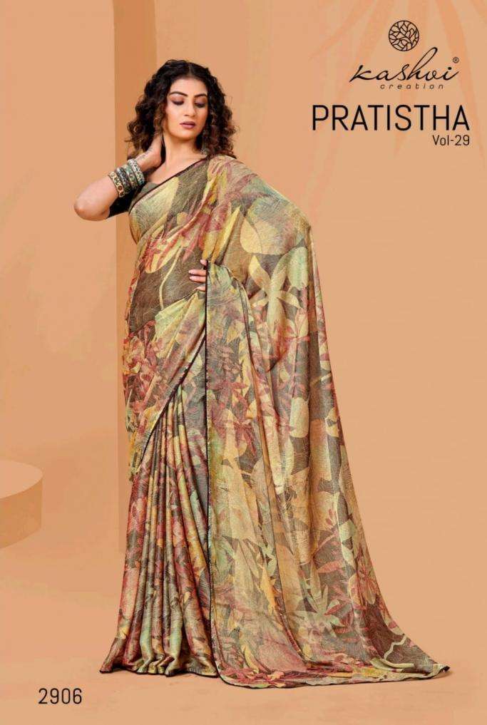 kashvi creation Presents Pratistha Vol-29 Hit Design Brasso Saree Catalog Wholesaler And Exporter 