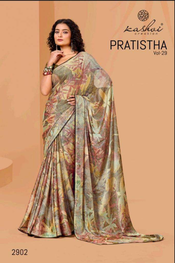 kashvi creation Presents Pratistha Vol-29 Hit Design Brasso Saree Catalog Wholesaler And Exporter 