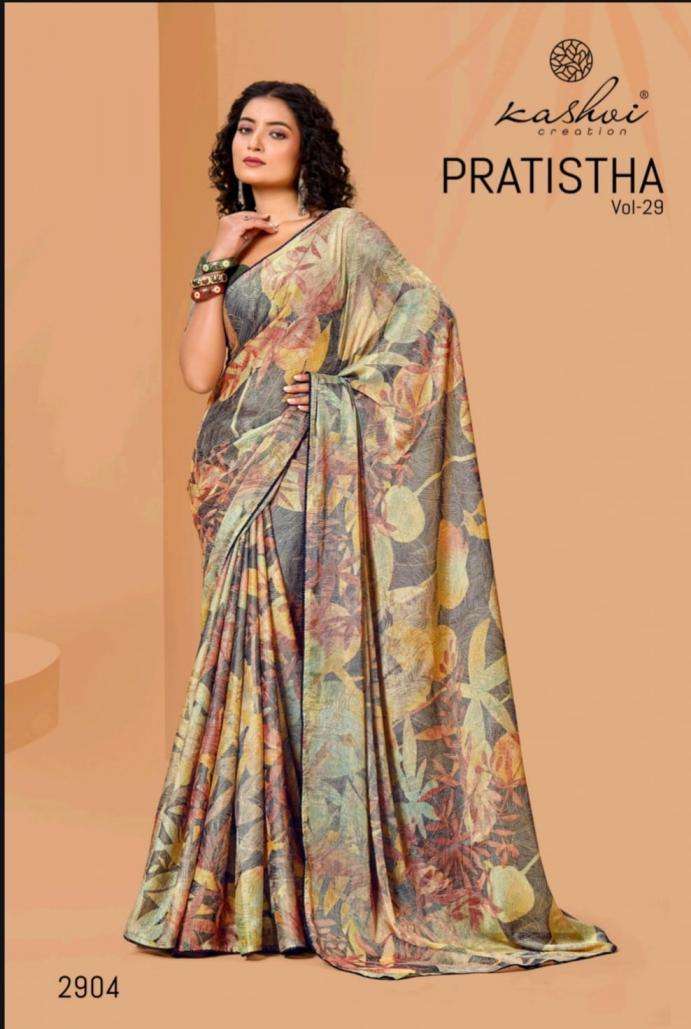kashvi creation Presents Pratistha Vol-29 Hit Design Brasso Saree Catalog Wholesaler And Exporter 