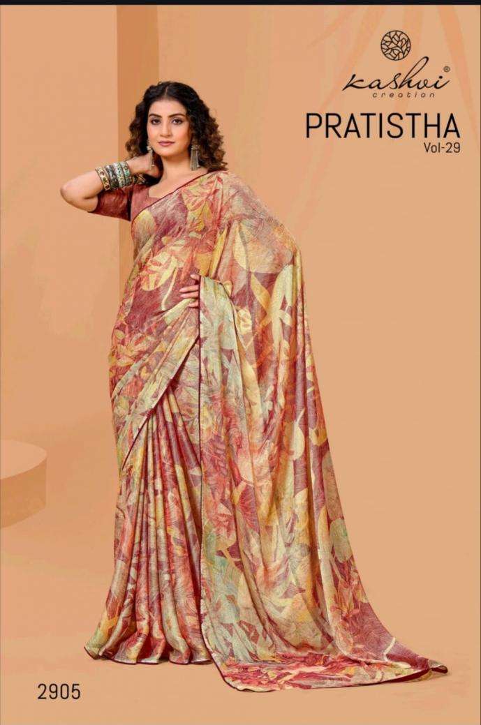 kashvi creation Presents Pratistha Vol-29 Hit Design Brasso Saree Catalog Wholesaler And Exporter 