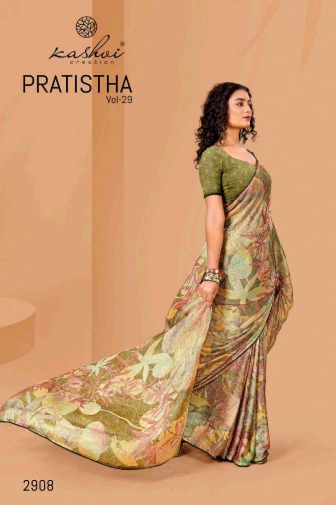 kashvi creation Presents Pratistha Vol-29 Hit Design Brasso Saree Catalog Wholesaler And Exporter 
