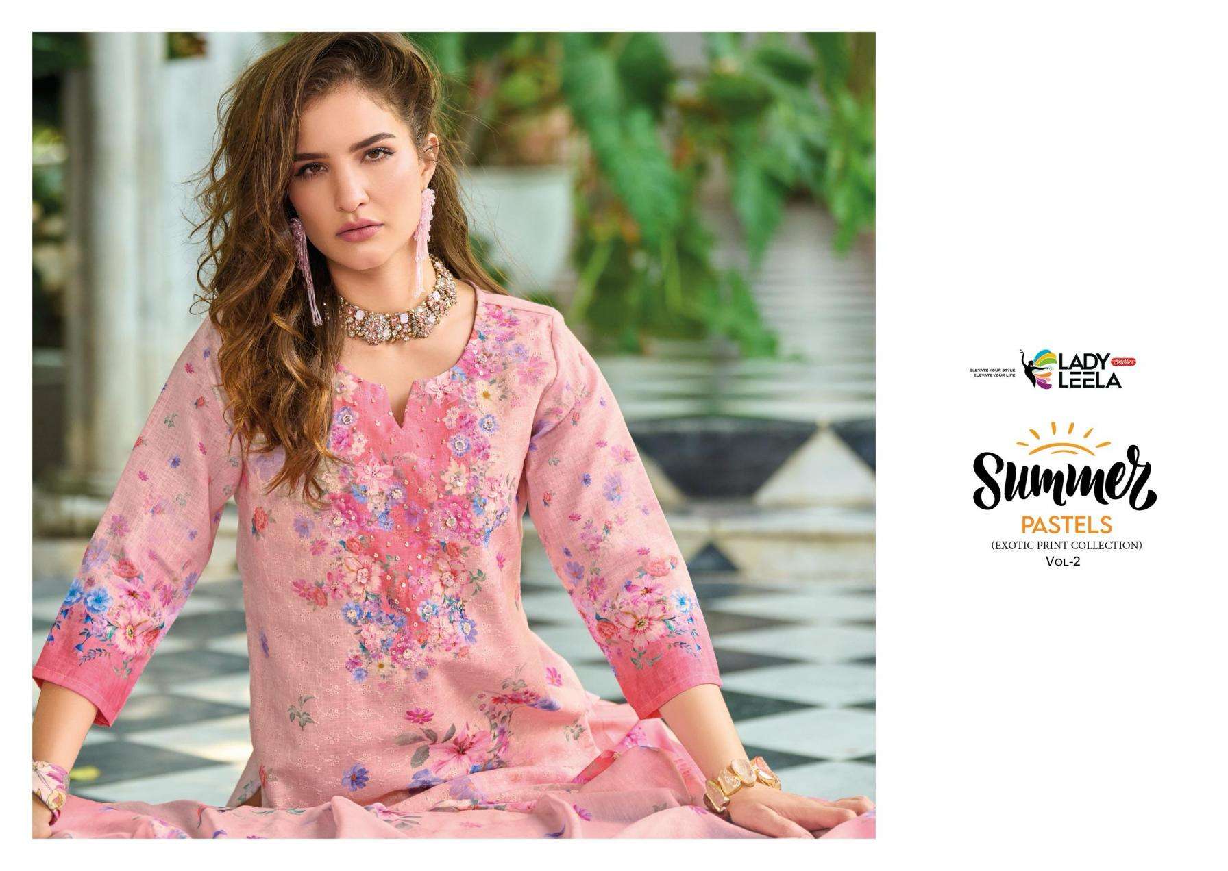 LADY LEELA PRESENTS SUMMER PASTELS VOL 2 READYMADE LINEN PARTY WEAR SUIT FOR WOMENS CATALOG WHOLESALER 