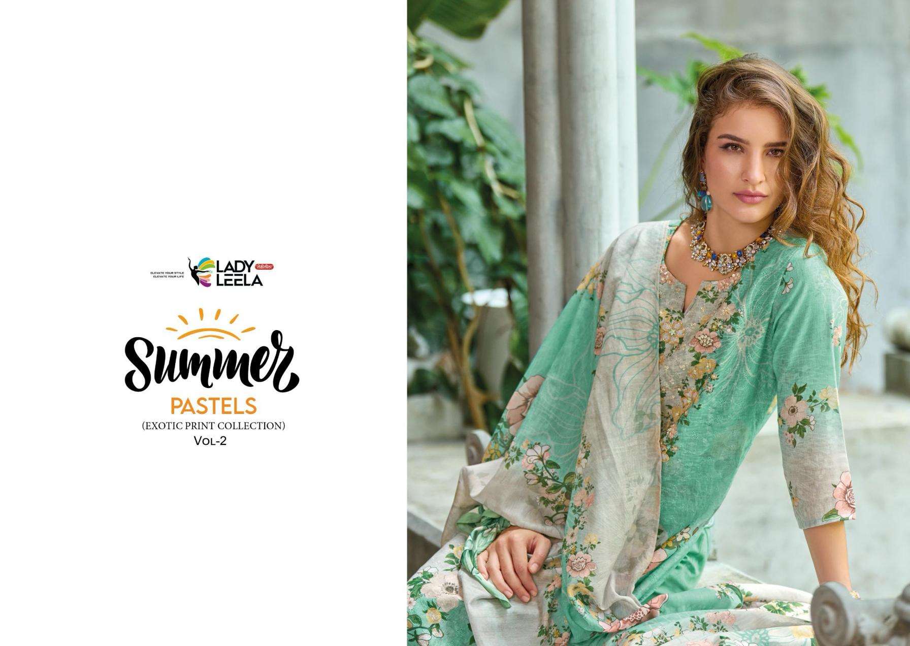 LADY LEELA PRESENTS SUMMER PASTELS VOL 2 READYMADE LINEN PARTY WEAR SUIT FOR WOMENS CATALOG WHOLESALER 