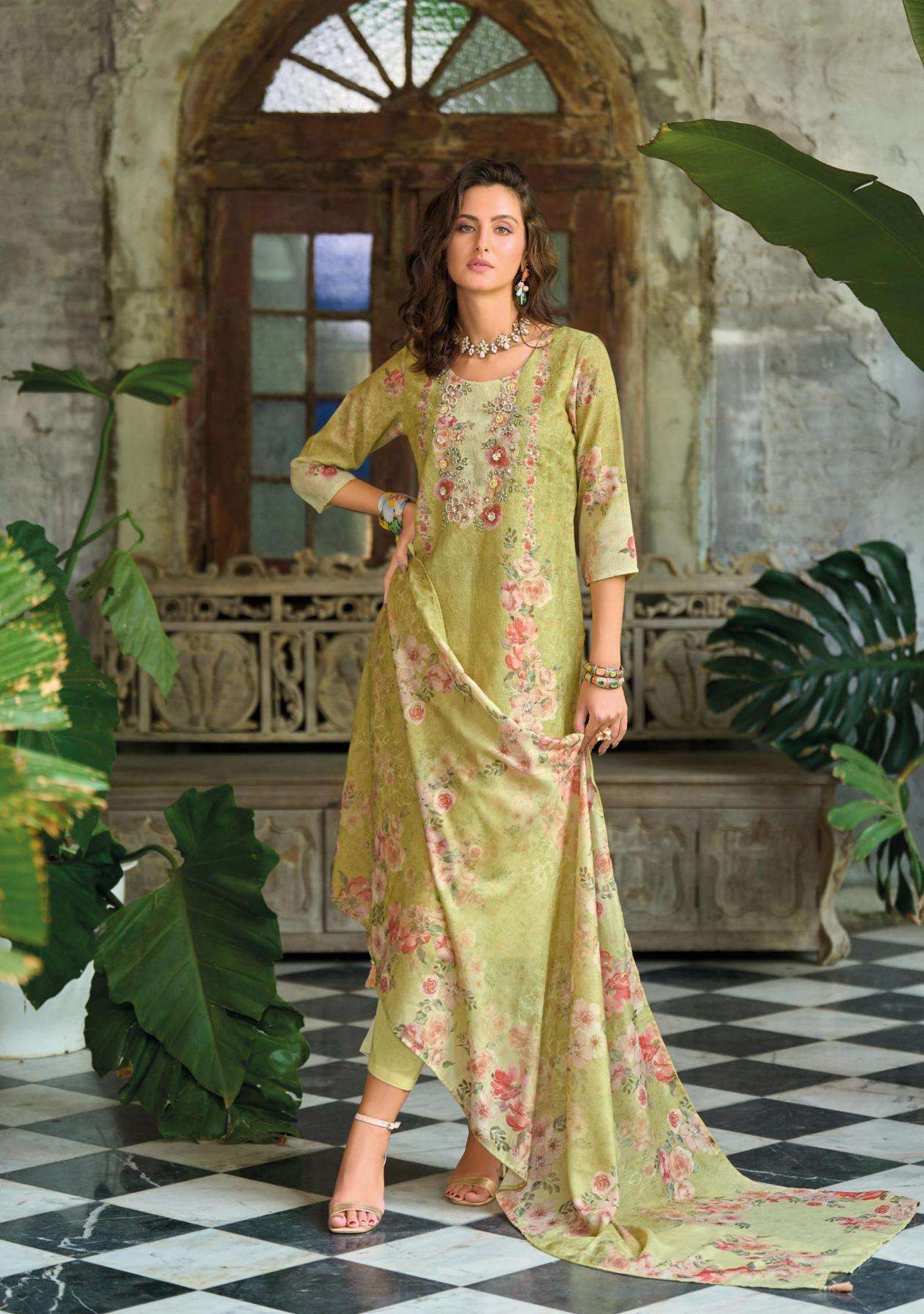 LADY LEELA PRESENTS SUMMER PASTELS VOL 2 READYMADE LINEN PARTY WEAR SUIT FOR WOMENS CATALOG WHOLESALER 