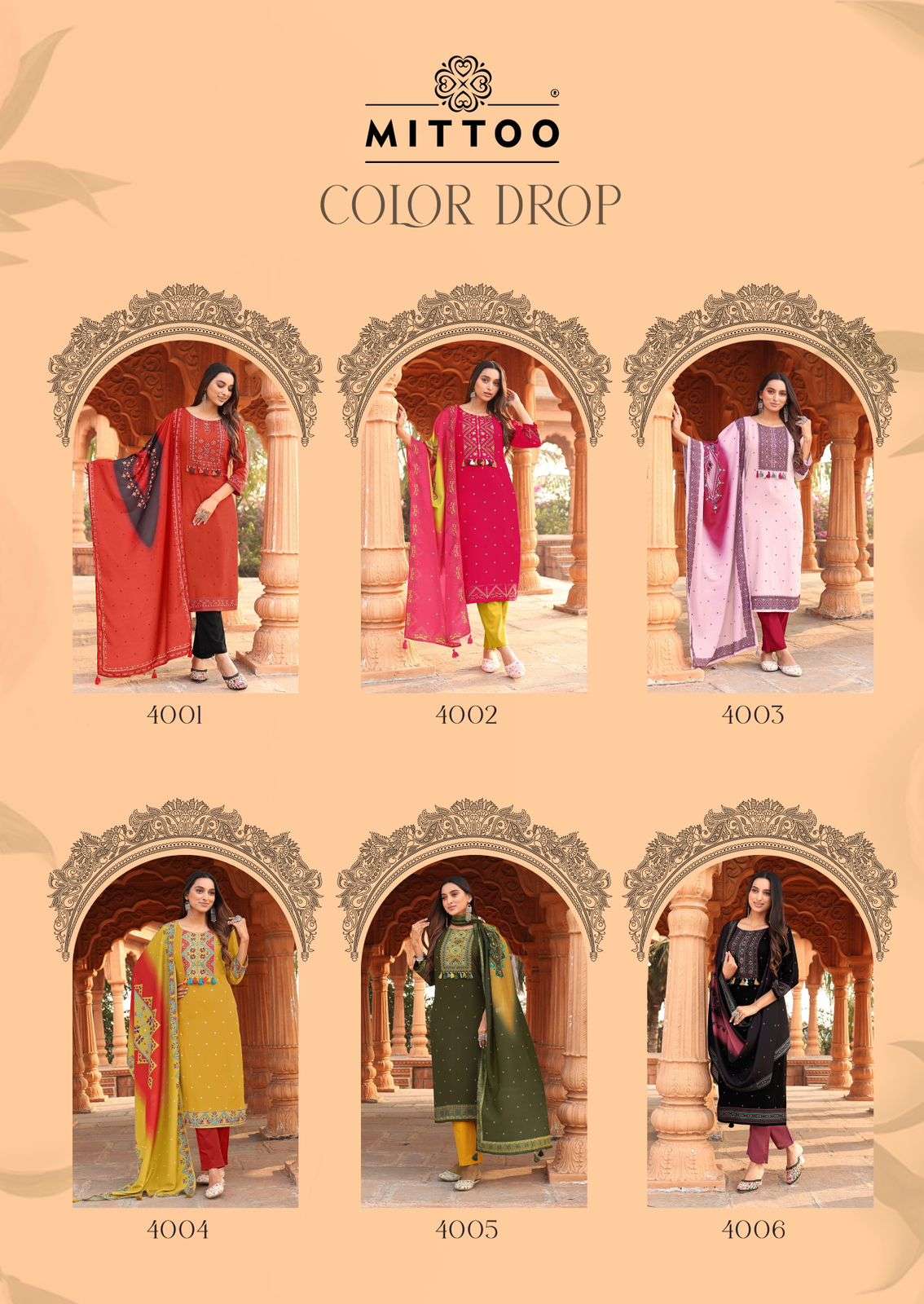 MITTOO PRESENTS COLORDROP FANCY RAYON KURTIS CATALOG WHOLESALER AND EXPORTER IN SURAT