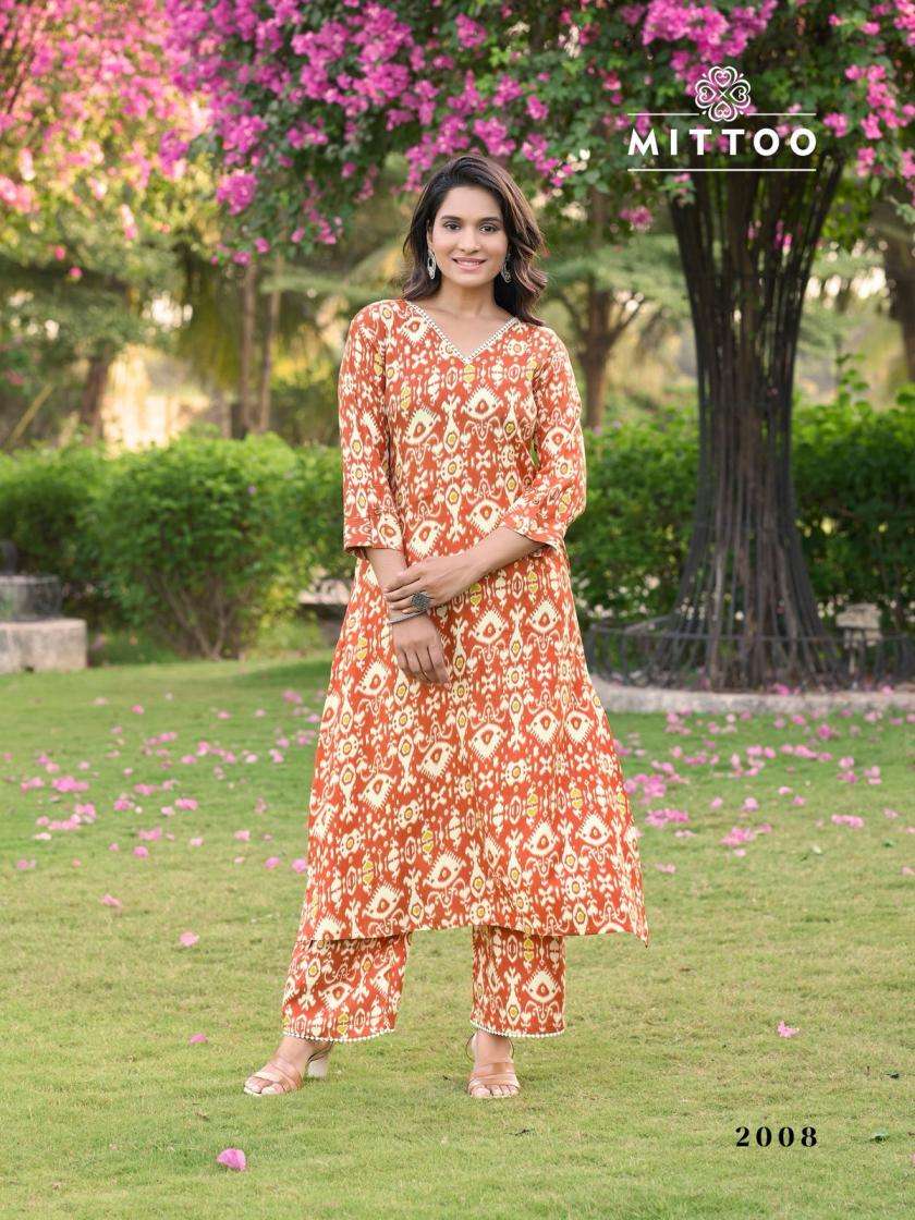 Mittoo Presents Sulekha Vol-2 Readymade Classic Rayon Kurti With Pant For Womens Catalog Wholesaler 
