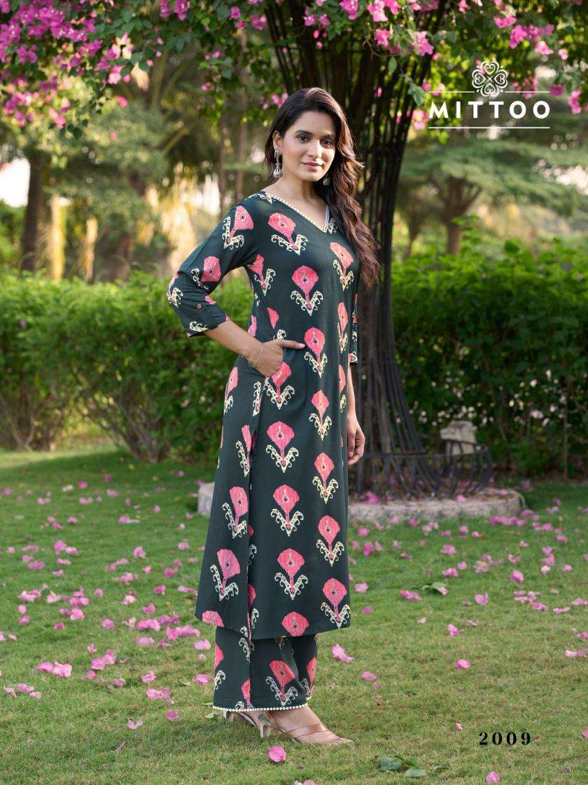 Mittoo Presents Sulekha Vol-2 Readymade Classic Rayon Kurti With Pant For Womens Catalog Wholesaler 