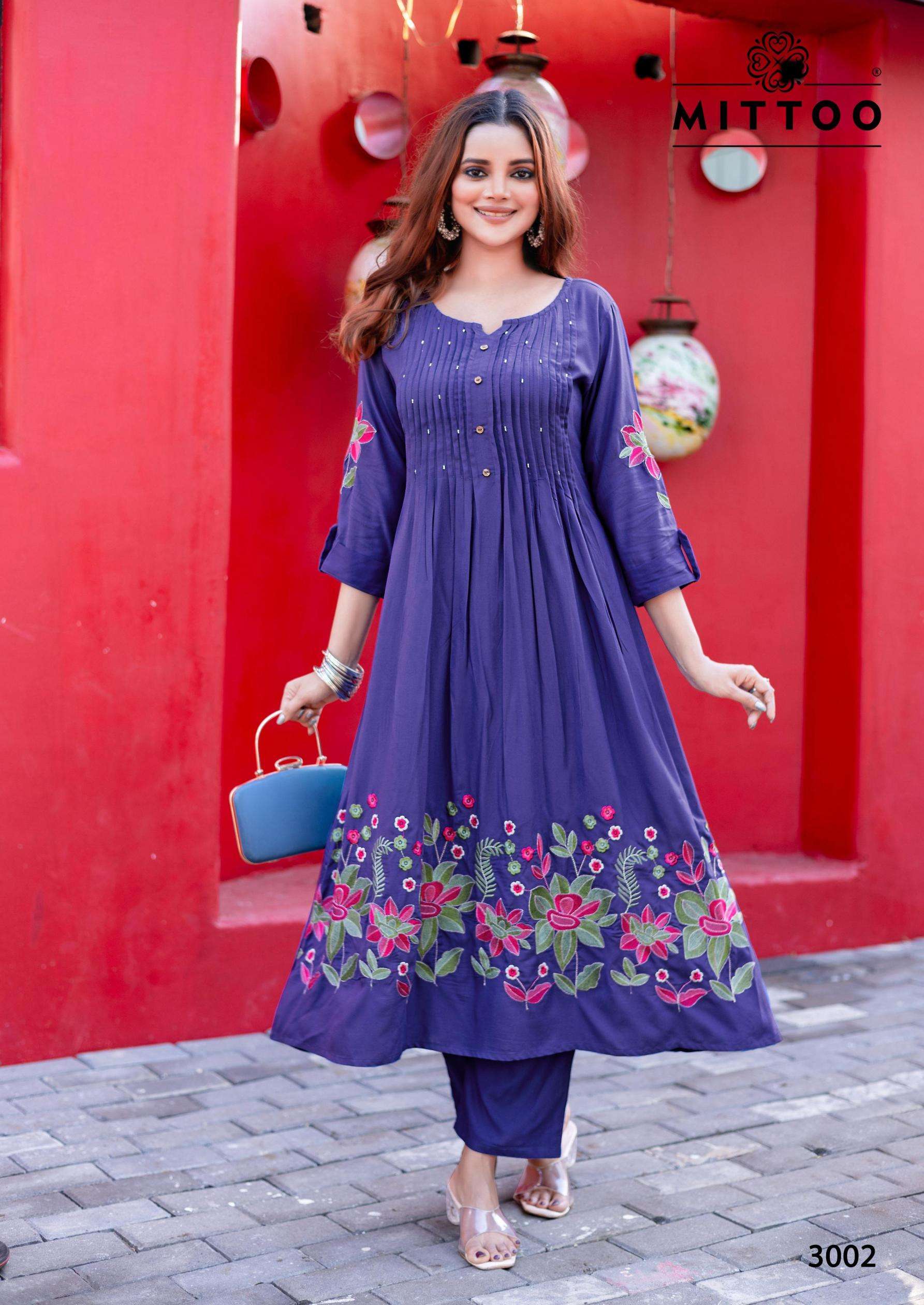 Mittoo Presents Tanvika Rayon Fully Stitch Classic Long Gown Style Kurtis Catalog Wholesaler And Exporter 