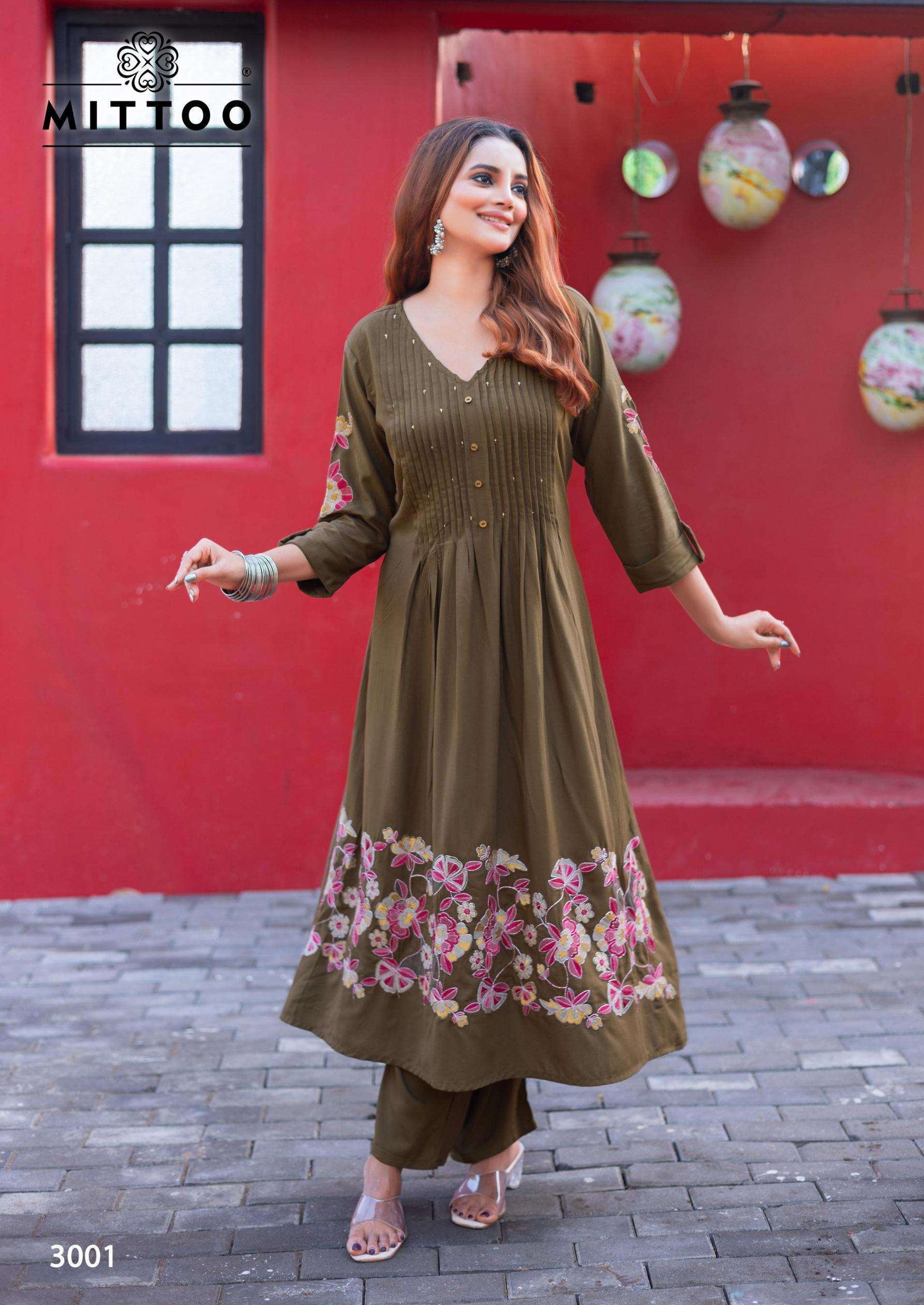 Mittoo Presents Tanvika Rayon Fully Stitch Classic Long Gown Style Kurtis Catalog Wholesaler And Exporter 