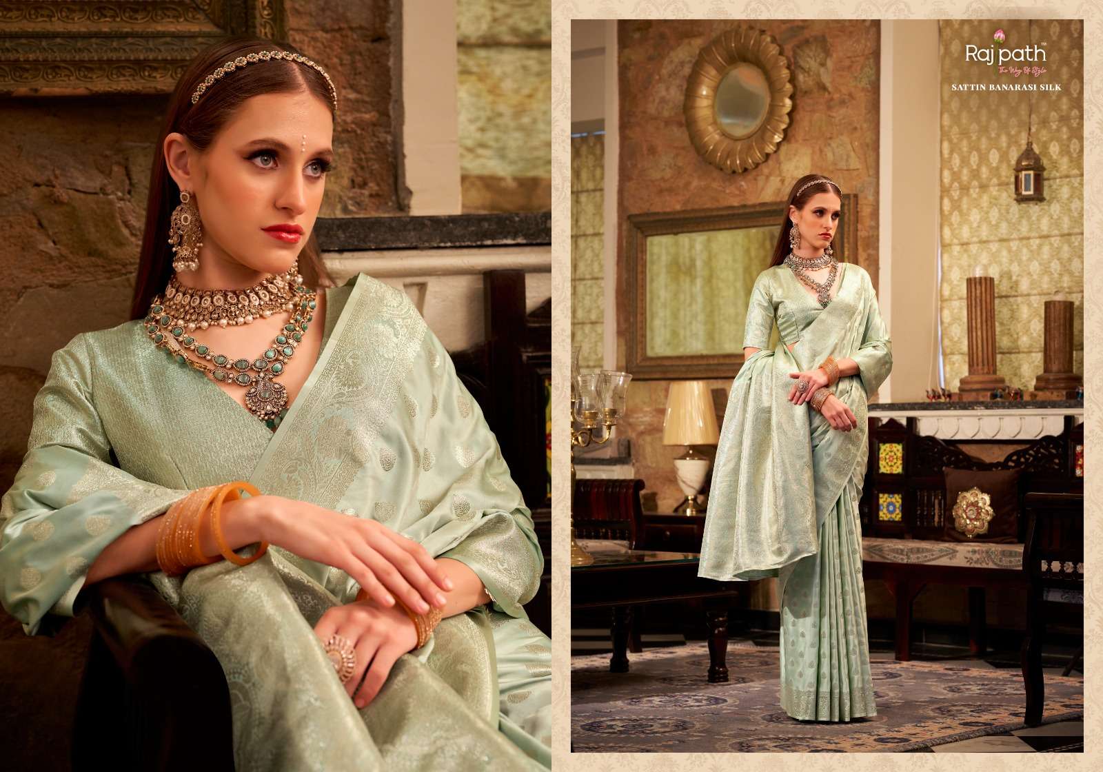 Rajpath Presents Shella Gold Wholesale Satin Silk Party Wear Sarees Catalog Wholesaler And Exporter In Surat