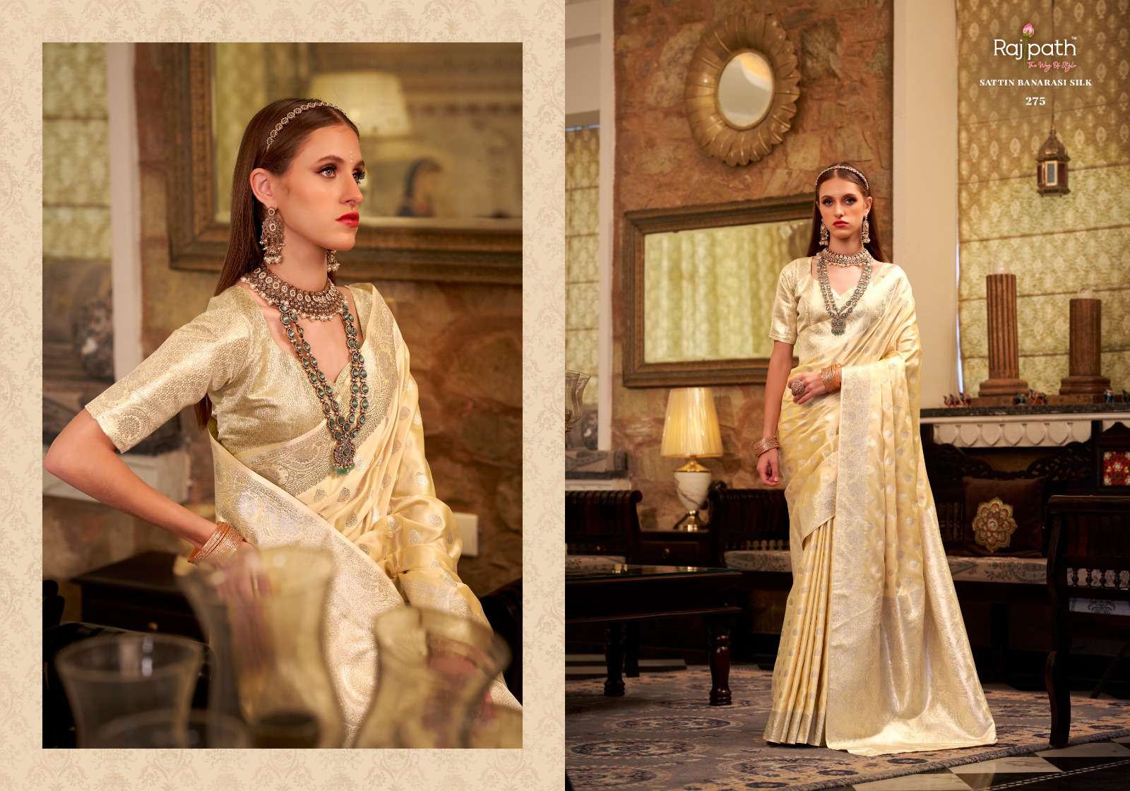 Rajpath Presents Shella Gold Wholesale Satin Silk Party Wear Sarees Catalog Wholesaler And Exporter In Surat