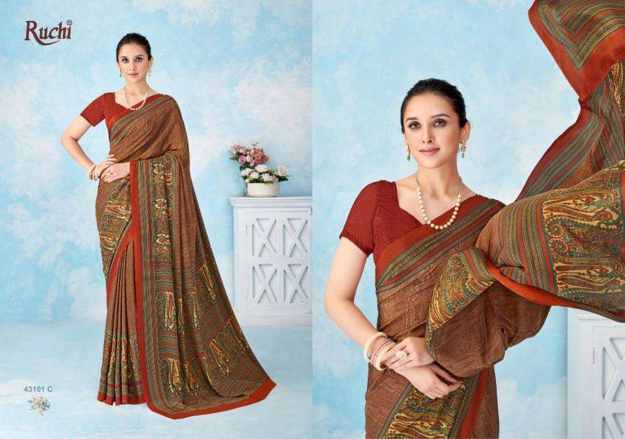 Ruchi Presents Vivanta Silk Vol-46 Hit Design Silk Crepe Saree Catalog Wholesaler And Exporter 