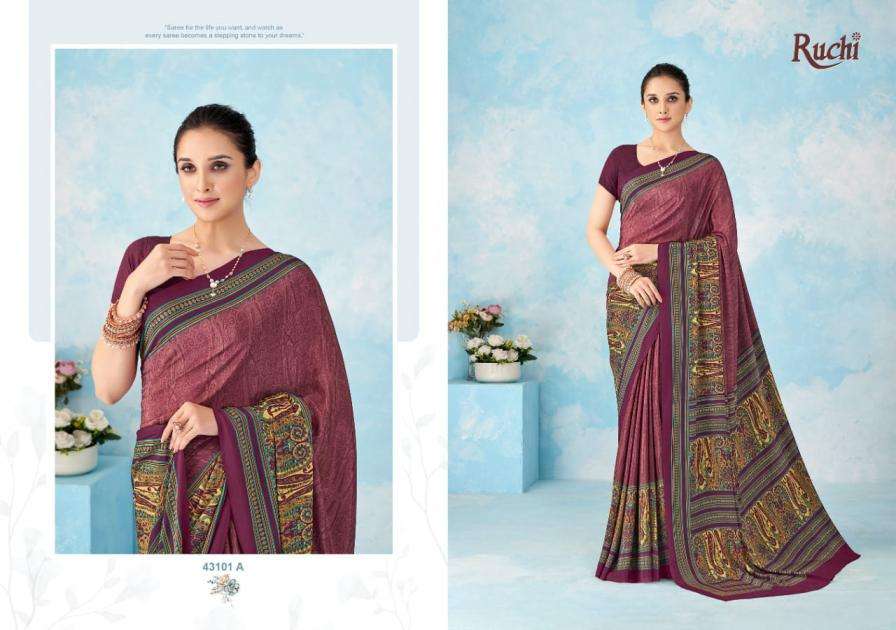 Ruchi Presents Vivanta Silk Vol-46 Hit Design Silk Crepe Saree Catalog Wholesaler And Exporter 