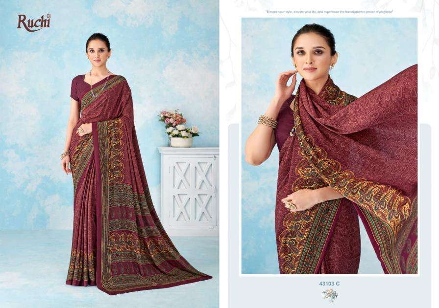 Ruchi Presents Vivanta Silk Vol-46 Hit Design Silk Crepe Saree Catalog Wholesaler And Exporter 