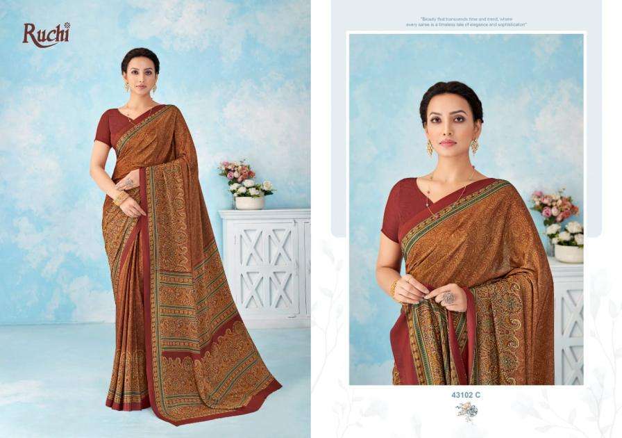 Ruchi Presents Vivanta Silk Vol-46 Hit Design Silk Crepe Saree Catalog Wholesaler And Exporter 