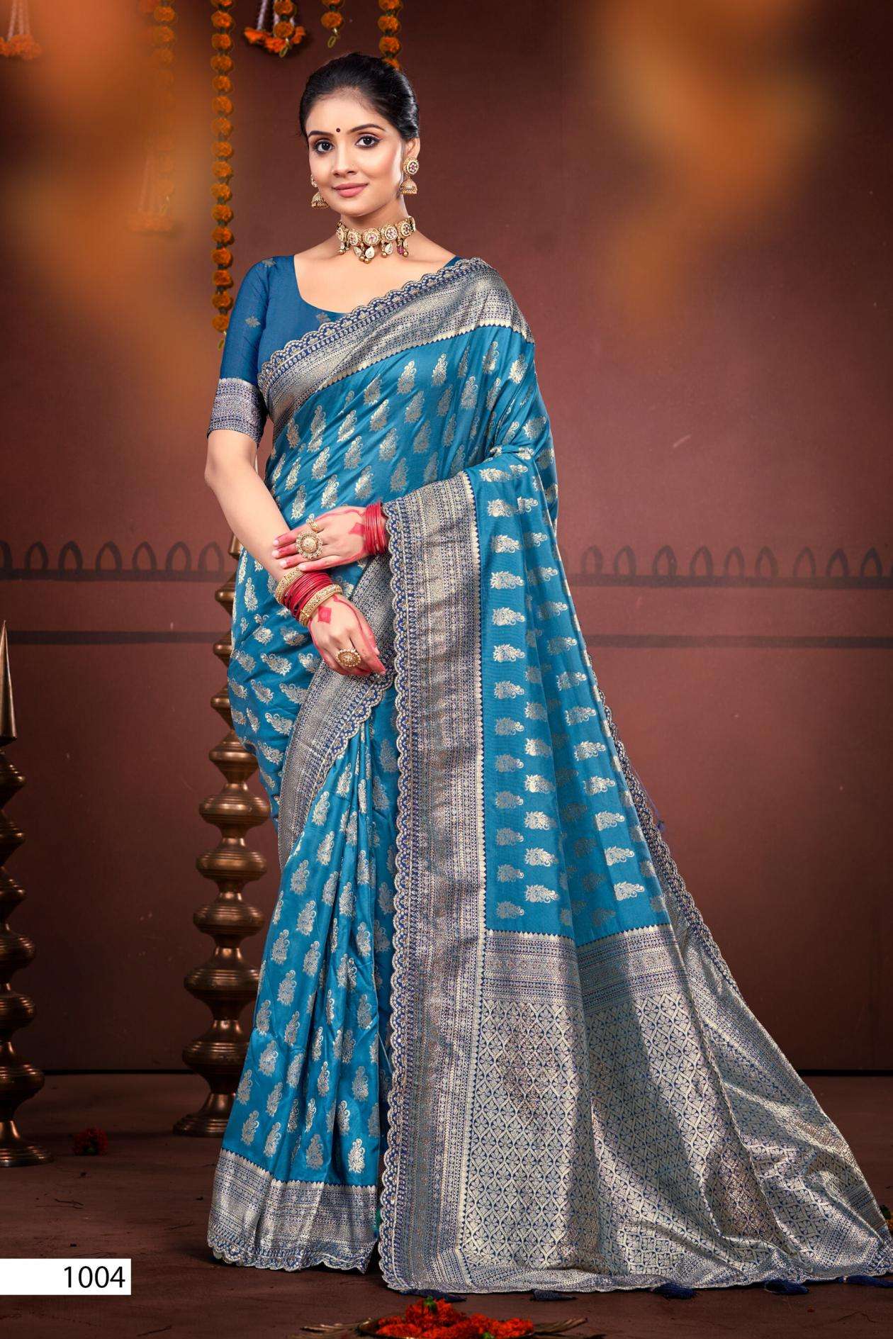 SAROJ PRESENTS MAN MARYADA SILK SAROSKI VOL-1 SILK SAREE CATALOG WHOLESALER AND EXPORTER 