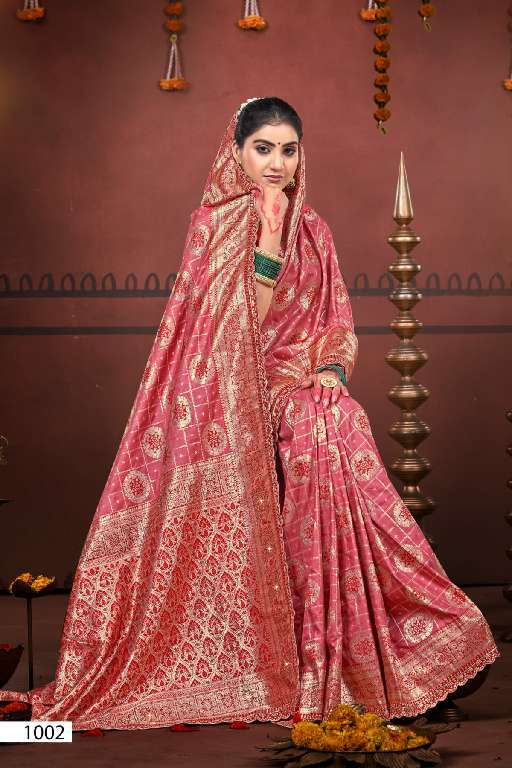 SAROJ PRESENTS MAN MARYADA SILK SAROSKI VOL-4 WHOLESALE SILK GORGEOUS LOOK SAREES CATALOG WHOLESALER AND EXPORTER 