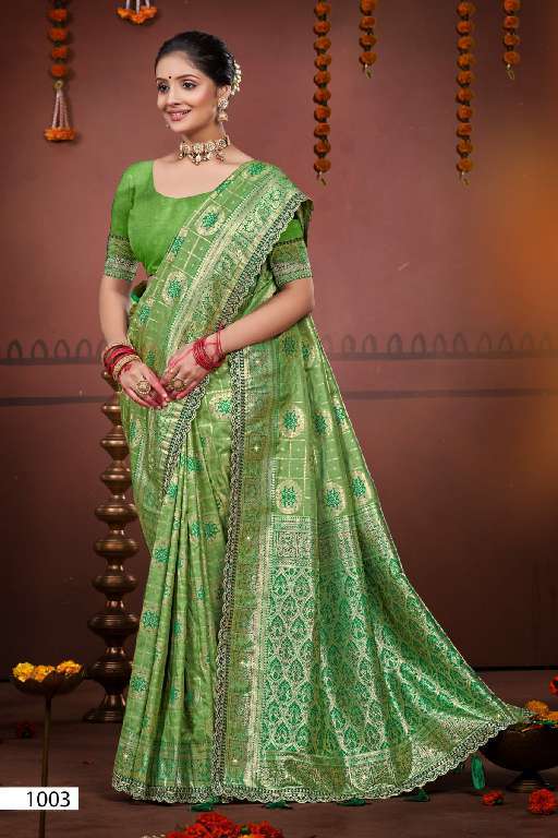 SAROJ PRESENTS MAN MARYADA SILK SAROSKI VOL-4 WHOLESALE SILK GORGEOUS LOOK SAREES CATALOG WHOLESALER AND EXPORTER 